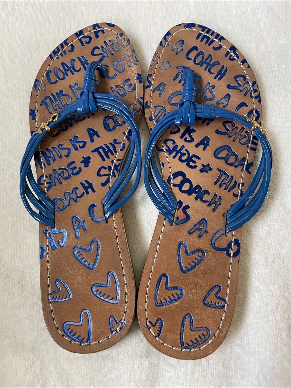 Coach Molly Blue Strappy Flip Flop Sandals - Picture 3 of 5